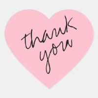 Cherry Blossom Pink Heart Thank You Sticker