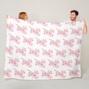 Cherry Blossom Pink Japanese Sakura Kawaii Fleece 