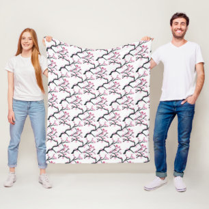 Cherry Blossom Pink Japanese Sakura Kawaii Fleece Blanket