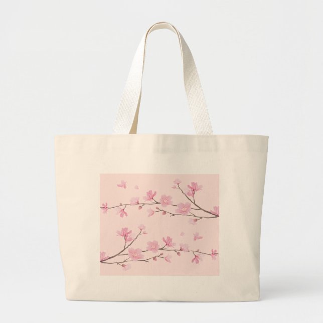 Cherry Blossom - Pink Large Tote Bag (Front)