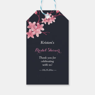 Cherry Blossom Pink navy  Floral Bridal Shower Gift Tags