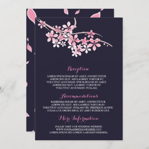 Cherry Blossom Pink navy Wedding Information Guest Invitation