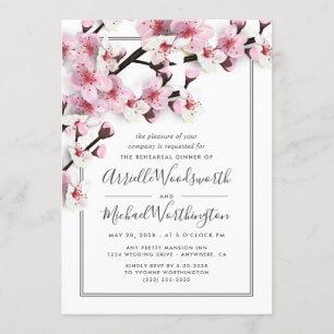 Cherry Blossom Pink Rehearsal Dinner Invitations