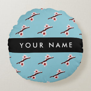 Cherry Blossom, Pink Sakura, Your Name Round Cushion
