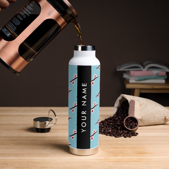 Cherry Blossom, Pink Sakura, Your Name Water Bottle (Coffee)