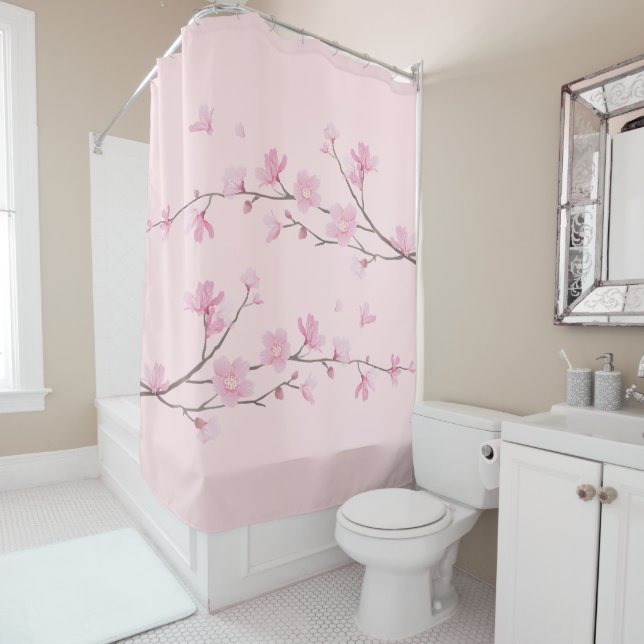 Cherry Blossom – Pink Shower Curtain (In Situ)