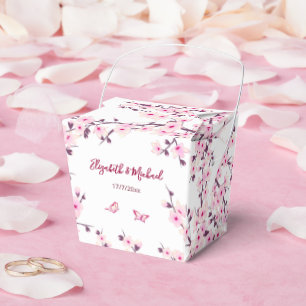 Cherry Blossom Pink White Custom Wedding Favour Box