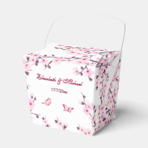 Cherry Blossom Pink White Custom Wedding  Favour Box