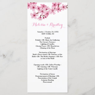 Cherry Blossom Pink White  flora  ceremony Program Programme