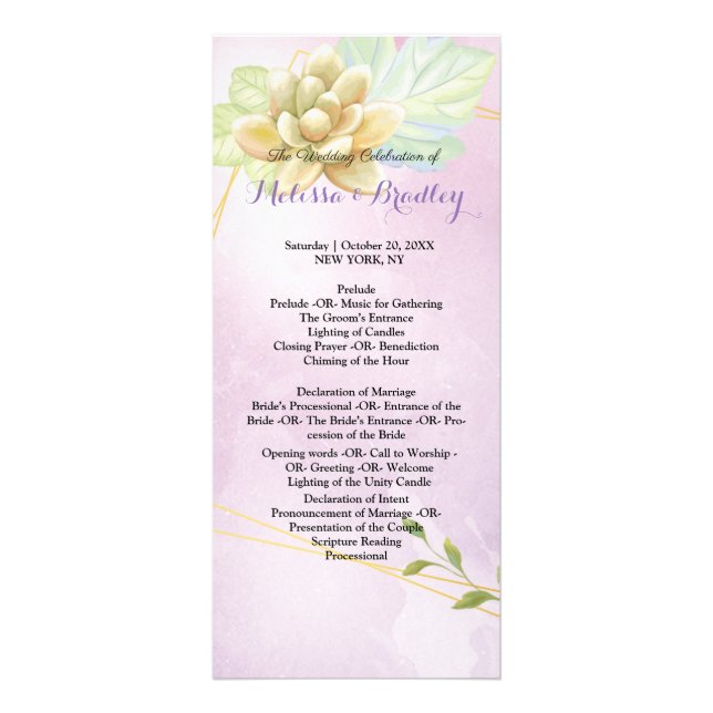 Cherry Blossom Pink White  flora  ceremony Program Rack Card (Front)