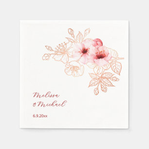 Cherry Blossom Pink White Wedding Napkin