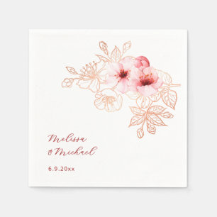 Cherry Blossom Pink White Wedding Napkin