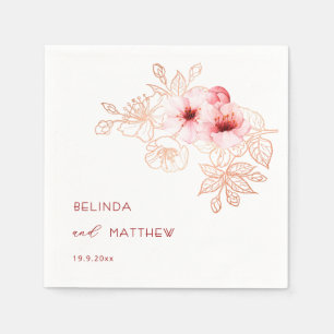 Cherry Blossom Pink White Wedding Napkin