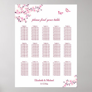 Cherry Blossom Pink White   Wedding   Poster