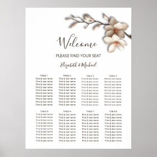 Cherry Blossom Pink White Wedding Seating Chart