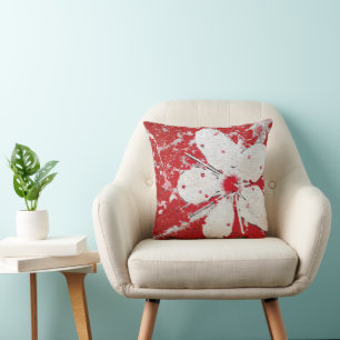 Cherry blossom poetry red white elegant sakura cushion