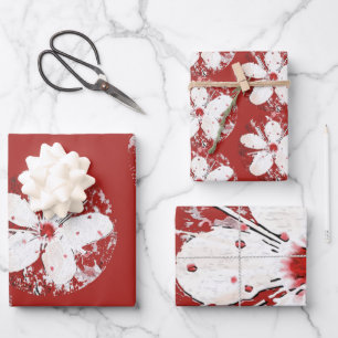 Cherry blossom poetry red white elegant sakura wrapping paper sheet