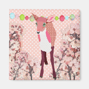Cherry Blossom Pretty Pink Fawn   Magnet