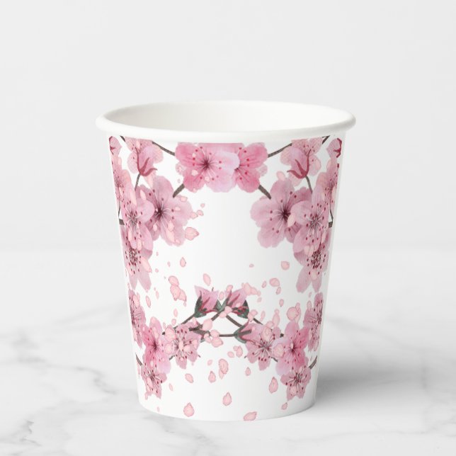 Cherry Blossom Print  Paper Cups (Front)