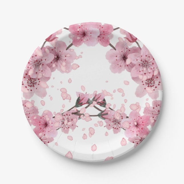 Cherry Blossom Print  Paper Plate (Front)