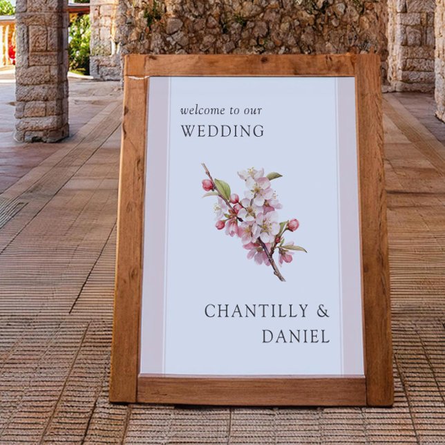 Cherry Blossom Printable Wedding Welcome Poster (Wedding Welcome Poster (printed/digital) from the Cherry Blossom Wedding Collection by Darling & May)