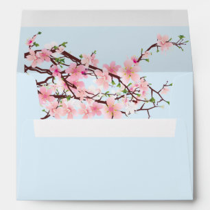 Cherry Blossom Printed on Inside Wedding Envelope