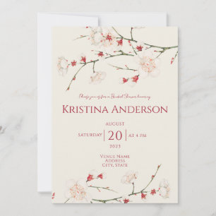 Cherry Blossom QR Code Bridal Shower Invitation
