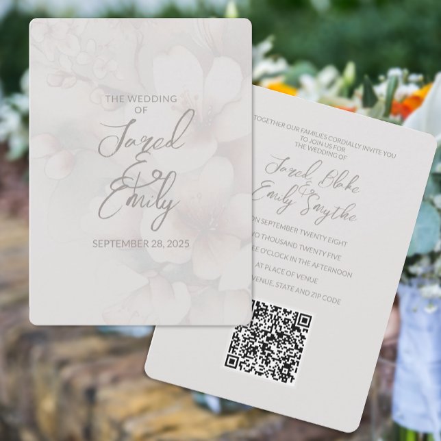 Cherry Blossom QR Code Wedding Invitation (Creator Uploaded)