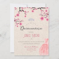 Cherry Blossom Quinceañera Invitation