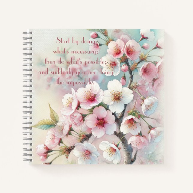 Cherry Blossom & Quote Notebook (Front)