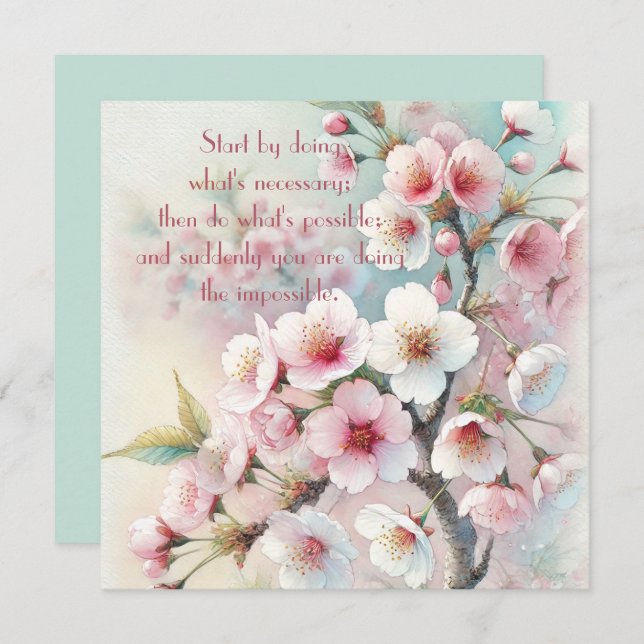 Cherry Blossom & Quote Thank You Card (Front/Back)