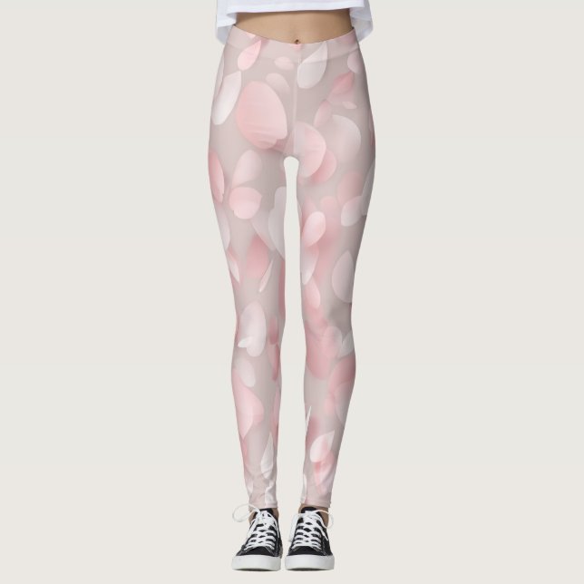 Cherry Blossom Rain Pattern – Soft Falling Sakura  Leggings (Front)
