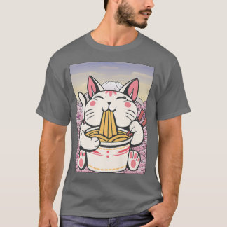 Cherry Blossom Ramen Cat Kawaii  T-Shirt