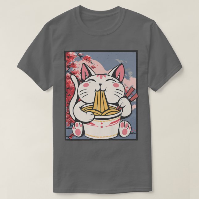 Cherry Blossom Ramen Cat Kawaii        T-Shirt (Design Front)