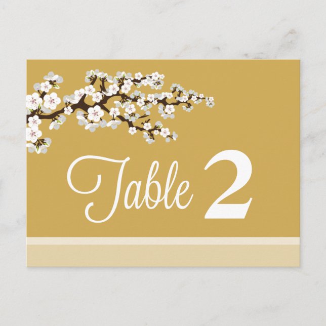Cherry Blossom Reception Table Number Placecards Postcard (Front)