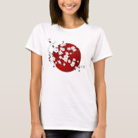 Cherry Blossom Red Black White Rising Sun