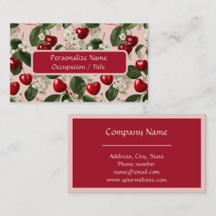 Cherry Blossom Red Fruit Floral Pattern Business Card