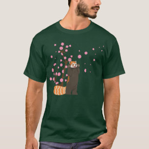 Cherry Blossom Red Panda Animal Japanese Sakura Fl T-Shirt