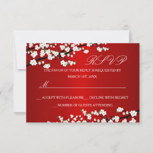 Cherry Blossom Red RSVP Card