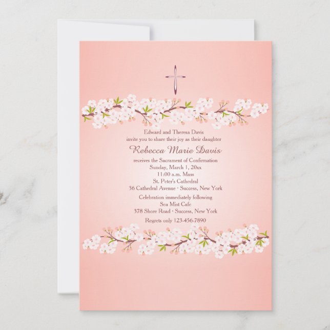 Cherry Blossom Religious Invitation (Front)