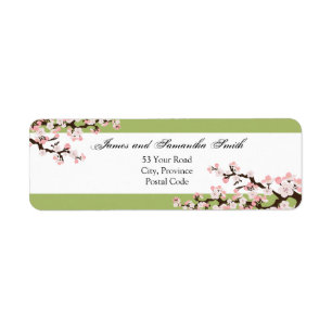 Cherry Blossom Return Address Label - Sage Green