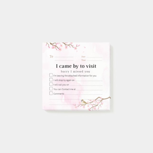 Cherry Blossom Return Visit Sticky Notes (Front)