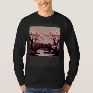 Cherry Blossom River and Bridge Artwork Stunning G T-Shirt