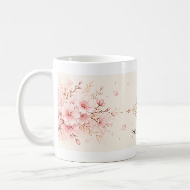 Cherry Blossom Romantic Floral Coffee Mug (Left)