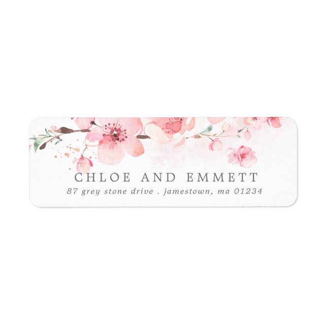 Cherry Blossom Rustic Pink Floral Address (Front)