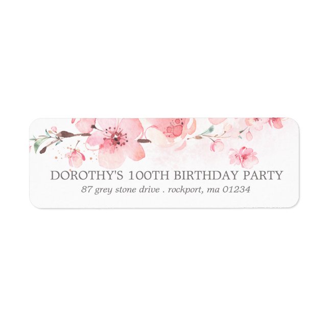 Cherry Blossom Rustic Pink Floral Address Label (Front)