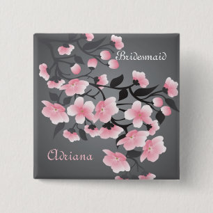 Cherry blossom (Sakura) Bridesmaid 15 Cm Square Badge