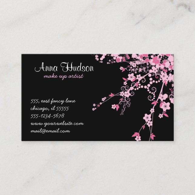 Cherry Blossom, Sakura, Floristry, Flower Shop Business Card (Front)