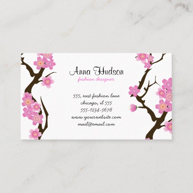 Cherry Blossom, Sakura, Floristry, Flower Shop Business Card (Front)