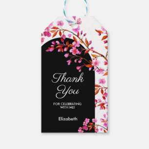 Cherry Blossom Sakura Flower Black White Birthday Gift Tags